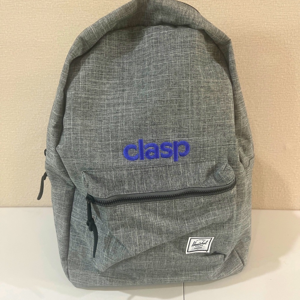 Herschel Backpack Bag with Clasp Embroidery Purple Raven Crosshatch Light Gray